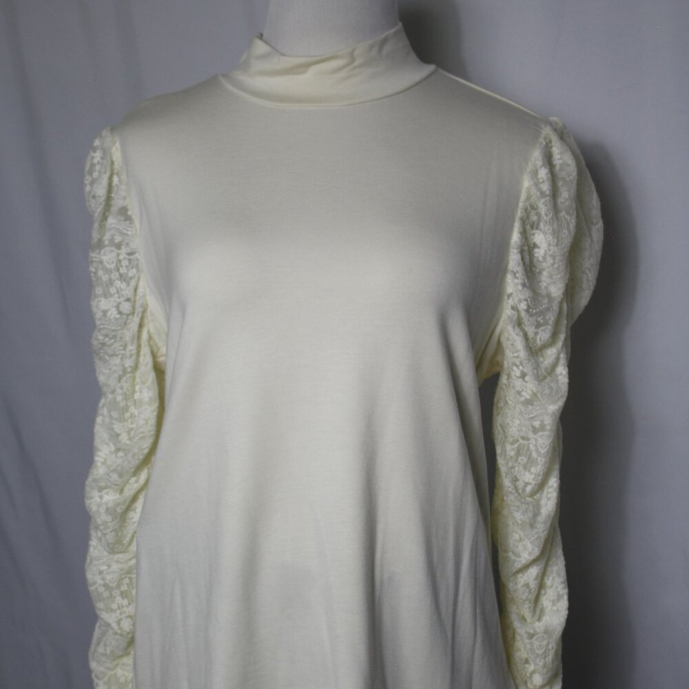 Maeve by Anthropologie Cream Turtleneck Lace Long Sleeved Top Women's XL